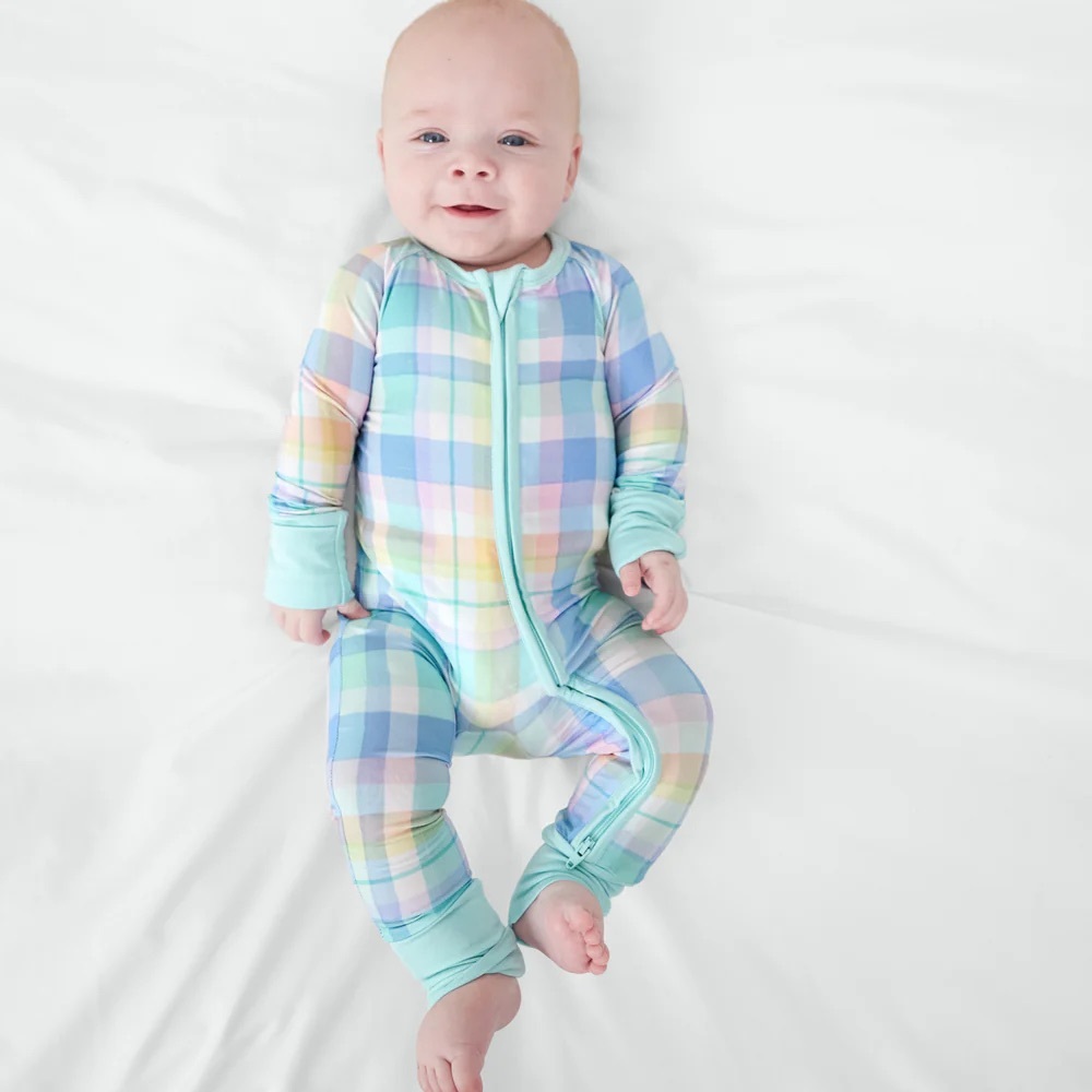 No Longer On Site Plaid Pastel Kids One Piece Little Sleepies